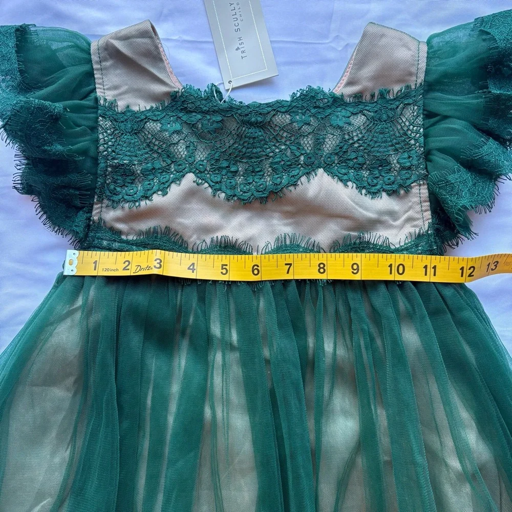 Trish Scully | Emerald and Cream Lace Gown Jr Bridesmaid Formal Kids Sz 10 NWT